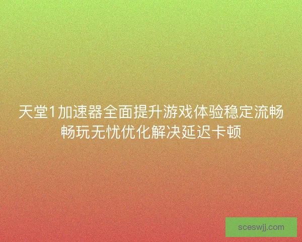 天堂1加速器全面提升游戏体验稳定流畅畅玩无忧优化解决延迟卡顿